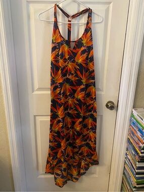 Tropical Orange Floral Maxi Dress